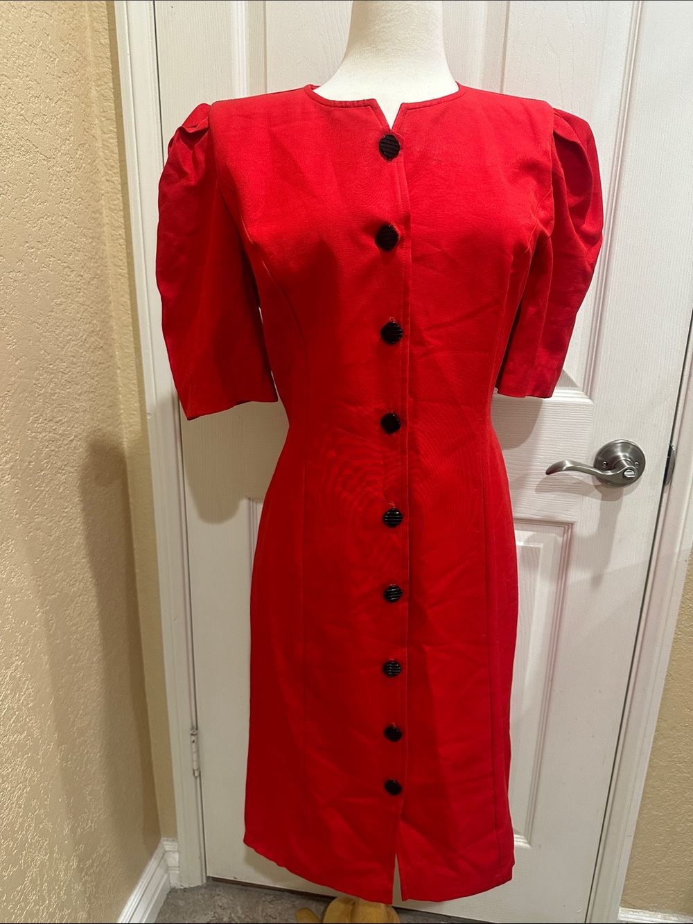 Vintage Elegant Red Button-Front Women's Dress size 7/8